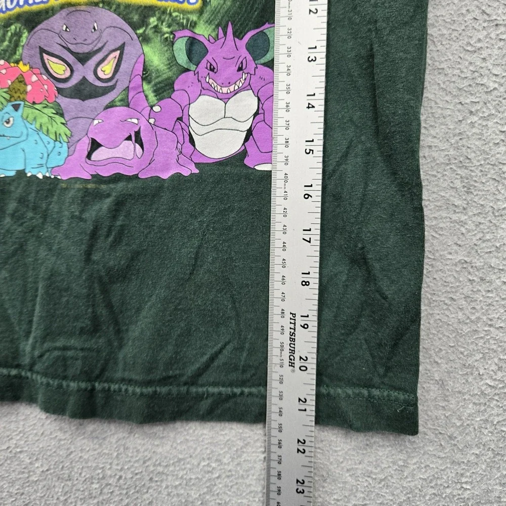 VINTAGE Pokemon x Nintendo Boys Shirt M Green Graphic Characters